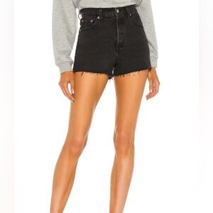 Levi’s black ribcage high waisted denim shorts